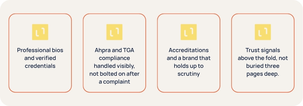 trust signals that matter in healthcare websites.
